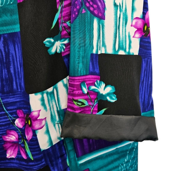 BFA Classics Single Button Blazer Jacket, Purple Patchwork Floral, Size 1X - Picture 9 of 10